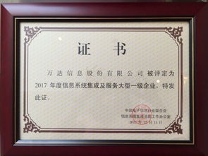 萬達(dá)信息股份再獲信息系統(tǒng)集成及服務(wù)大型一級企業(yè)證書，彰顯行業(yè)領(lǐng)先地位